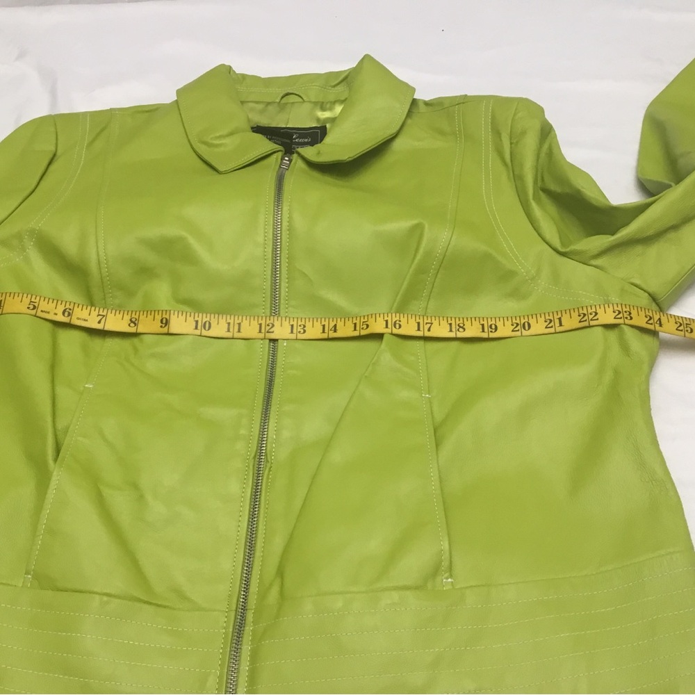 TERRY LEWIS Green Leather Cropped Jacket with Zipper - Picture 12 of 16